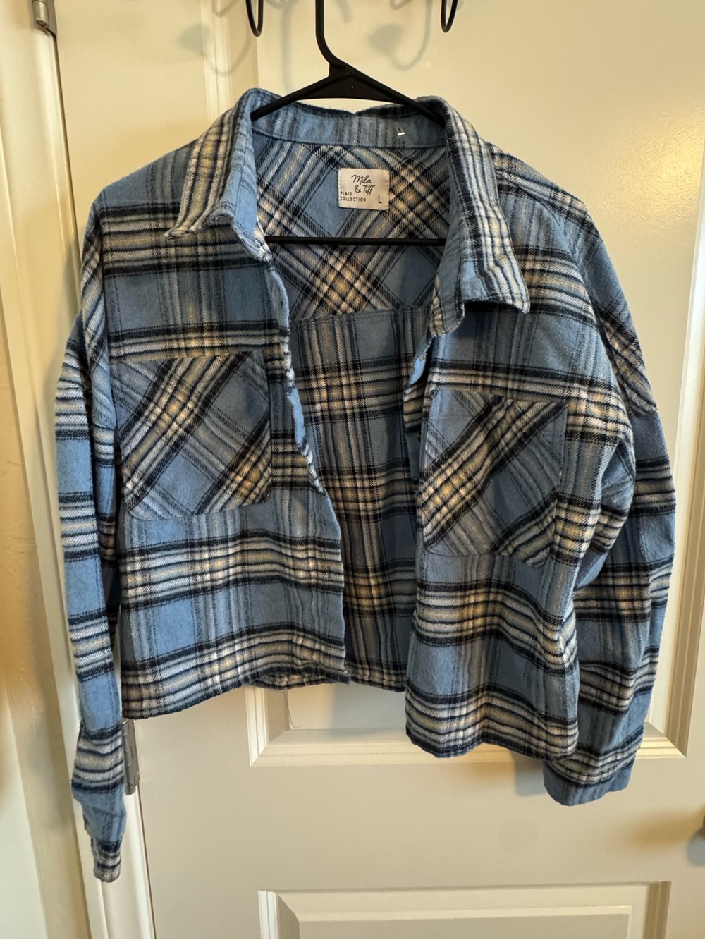 Cropped Blue Plaid Shacket